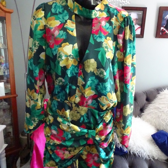 ZARA FLORAL LONGSLEEVED FAUX WRAP DRESS - Picture 2 of 3